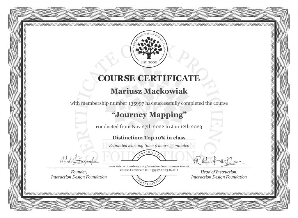Journey Mapping certification Mariusz Maćkowiak