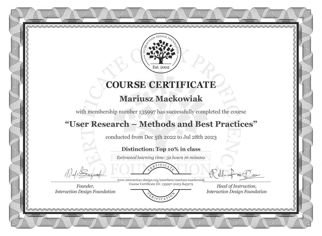 Mariusz Maćkowiak user research best practices certification