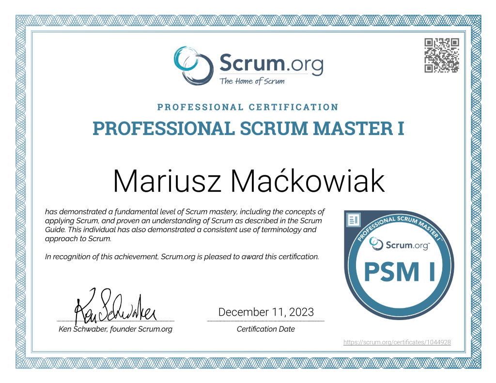 professional scrum master Mariusz Maćkowiak